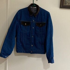 Men's Blue Denim Jacket with Black Accents